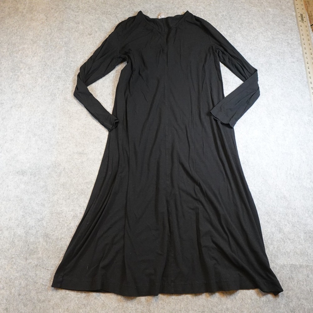 J Jill Dress Women Large Black Long Sleeve Stretch Knit Maxi A Line Casual